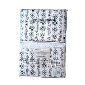 Grandin Road Quilted Euro Shams Black White Giverny Set of Two 26 x 26